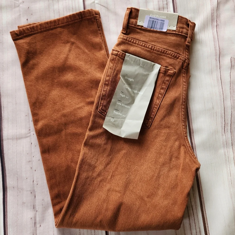 NWT Everlane "The Way-High" Rise Straight Jean Burnt Orange | Women's Size 23 - Picture 4 of 14